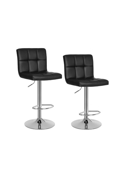 2 X Bar Tabureleri, Bar Tabureleri, Sırtlıklı Tezgah Tabureleri, Yüksekliği Ayarlanabilir, Suni Deri, Pu, Siyah, 38,5 Cm Lx 44,5 Cm Wx 115 Cm H Çok Renkli