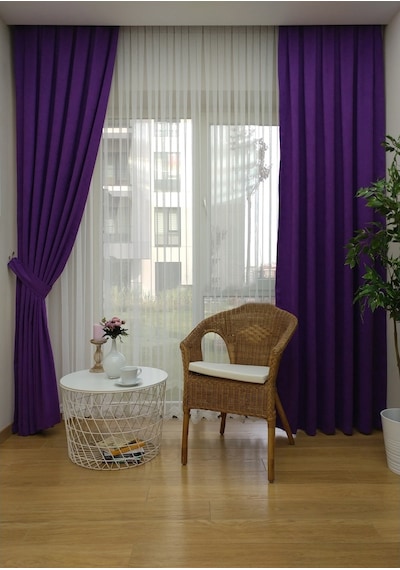 Evdepo Home Mor Fon Perde Tek Kanat Mor