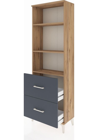 Arges Dolap 3 Raflı 2 Çekmeceli 60x30x182 Çam-antrasit Çam