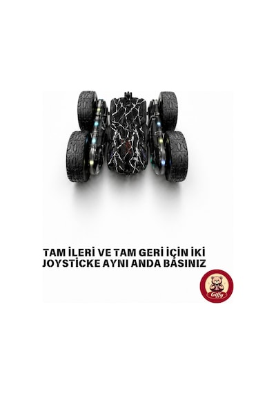 Oyuncak Led Işıklı 360 Akrobat Uzaktan Kumandalı Araba Şarjlı 4x4 Off Road Dublör Oyuncak Araba Siyah