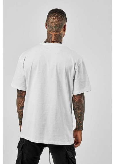 Erkek Beyaz Oversize Nyc Baskılı T-shirt Beyaz