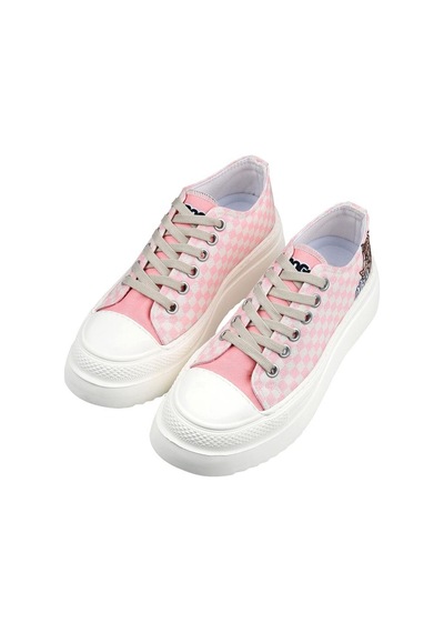 Kadın Vegan Beyaz Kalın Taban Sneakers - Big Steps Cat Tasarım Çok Renkli