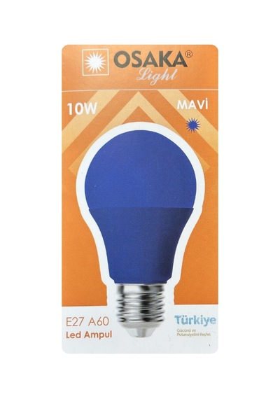 10 Adet Osaka 10w Mavi Işık E27 Duylu Kalın Duy Led Ampul