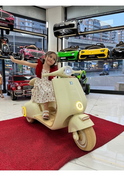 Oyuncak Sepetim Vespa Akülü Motorsiklet 3-10yaş Bej