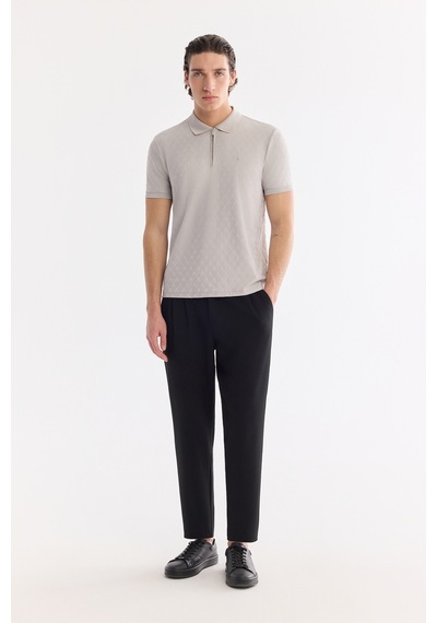 Avva Erkek Taş Kıvrılmaz Polo Yaka Fermuarlı Regular Fit T-shirt A61y1090