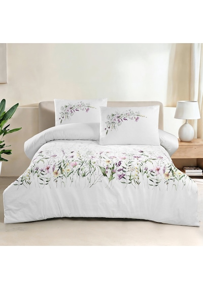 Garden Tek Kişilik %100 Pamuk Ranforce Nevresim Takımı Beyaz 57 Tel 3 Parça