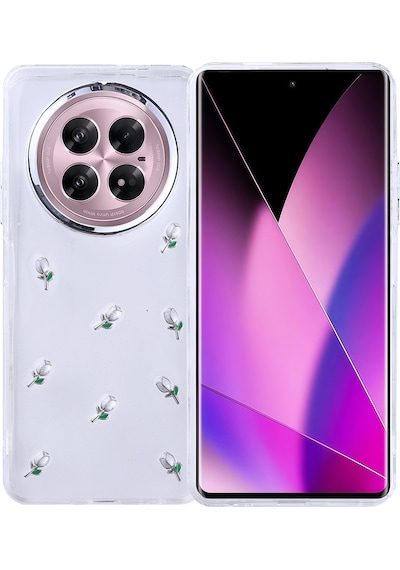Teleplus İnfinix Zero 40 5g Kılıf Kutup Simli Glitter Lale Desenli Kapak