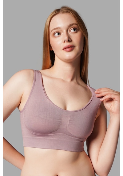 Fit Women Göğüs ı Dikişsiz Seamless Büstiyer Korse Kalın Askılı Pedsiz Balensiz ı Sütyen 5050 Gül Kurusu