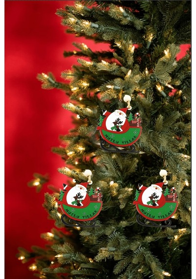 Yılbaşı Ahşap Çam Ağacı Süsü Noel Baba Model 3'lü