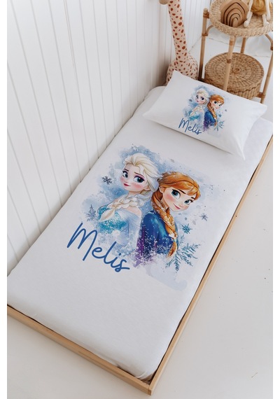 İsme Özel %100 Pamuk Bebek Ve Çocuk Tek Kişilik 165 X 225 Cm Pike Takımı-elsa Ve Anna Beyaz