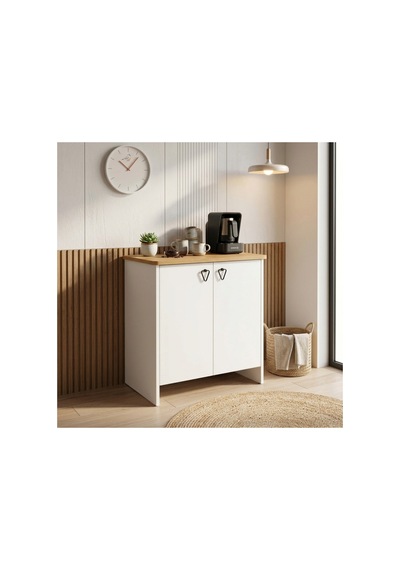 Safir Meşe-beyaz Çok Amaçlı Dolap 2 Kapaklı, Raflı, Şık Ve Modern Tasarım 80x40x82 Cm Safir Meşe - Beyaz - 936954538 Safir Meşe - Beyaz