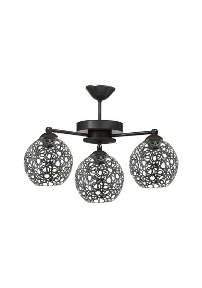 Siyah 3'lü Modern Selçuklu Motifli Plofonyer Model Avize