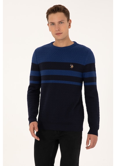U.S. Polo Assn. Erkek Slim Fit Bisiklet Yaka Lacivert Kazak 50308460-VR033