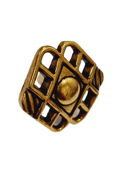 Metal Kulp Kristal Antiksarı Düğme - 4 Adet Sarı