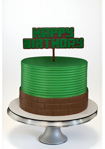 Minecraft Temalı Pasta Üstü Yazısı Happy Birthday Doğum Günü Pasta Üzeri Süsü