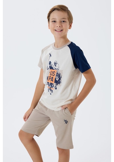U.s. Polo Assn. Erkek Çocuk Bej Bermuda Takım Bej