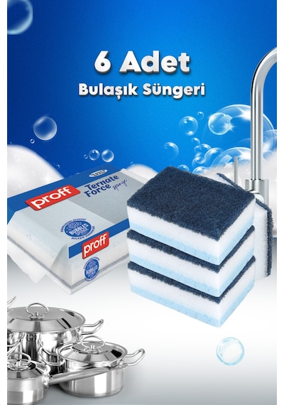 Grimorlife 6 Adet Özel Dokulu Düz Bulaşık Süngeri Özel Dokulu, Dayanıklı Mutfak Süngeri Seti