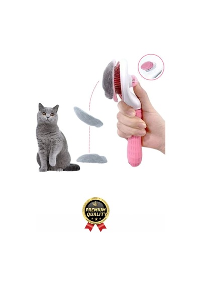 Özel Üretim Pembe Kendini Temizleyen Otomatik Tuşlu Evcil Hayvan Pet Tüy Toplayıcı Kedi Köpek Tarağı