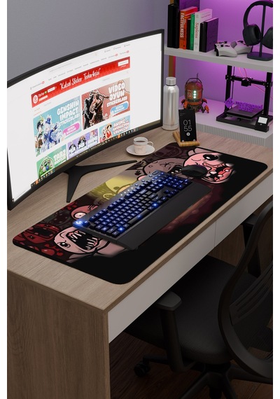 Binding Of Isacc Kaymaz Dikişli Kauçuk Oyuncu Mousepad V3 - 90x40 Xxl Gaming Mouse Pad Fare Altlığı