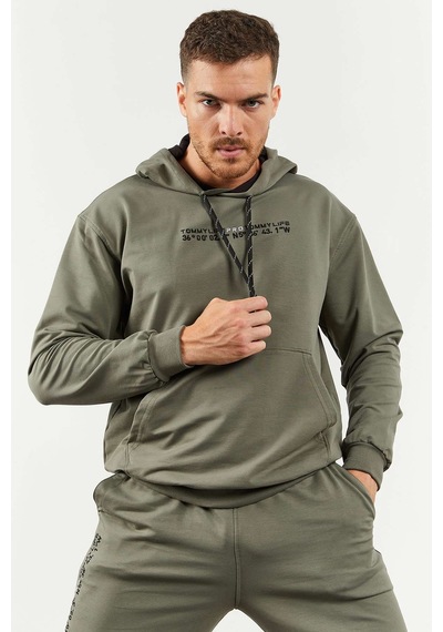 Tommy Life Çağla Kapüşonlu Kanguru Cep Lastik Paça Erkek Oversize Eşofman Takımı - 85117 Yeşil