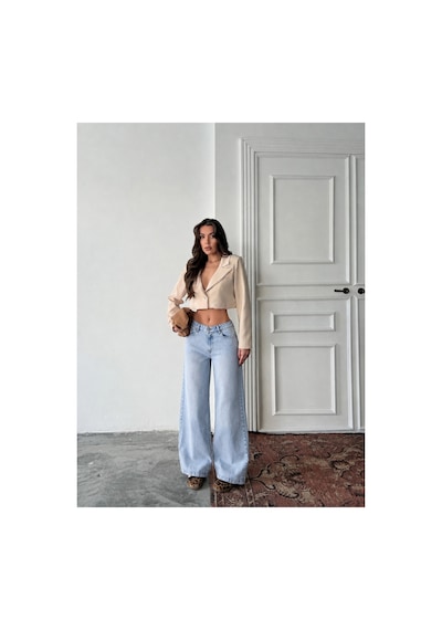 Bluemarlin Tam Kalıp Buz Kar Denim/kot Bol Paça Jeans Pantolon Buz Kar