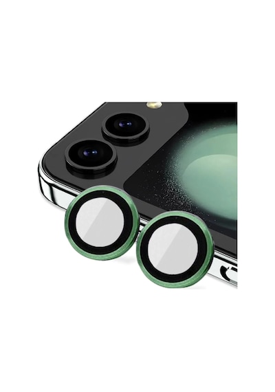 Cosmotex Newface Samsung Galaxy Uyumlu Z Flip 5 Valdez Metal Kamera Lens - Koyu Yeşil