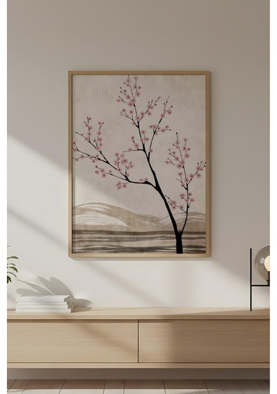 Huhuli Ahşap Çerçeveli Wabi Sabi Koleksiyon Tablo Huhu741