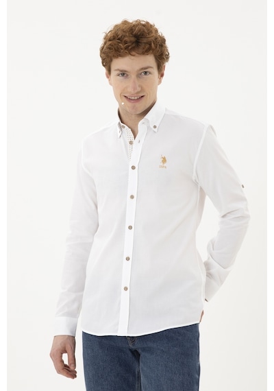 U.s. Polo Assn. Erkek Beyaz Gömlek Desenli 50288299-vr013 Beyaz