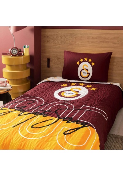Taçtaraftar Lisanslıtek Kişilikyatak Örtüsüseti-galatasaray 1905 Sarı - Kırmızı