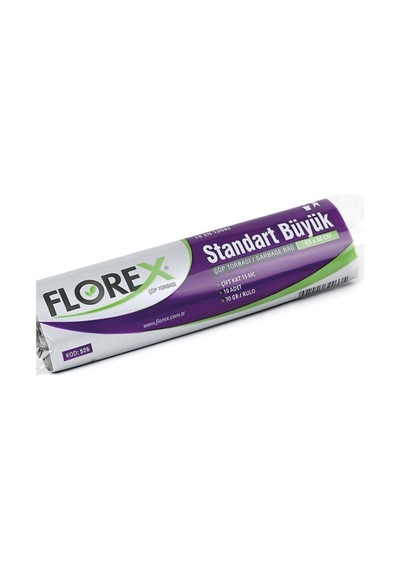 Standart Büyük Boy Çöp Torbası 65x80 Cm 10'lu Rulo Siyah, Florex-3-10lu