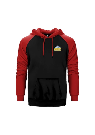 Denver Nuggets Logo Kırmızı Renk Reglan Kol Kapşonlu Sweatshirt Kırmızı