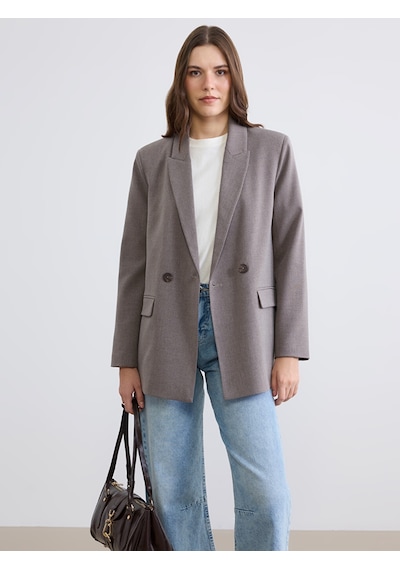 Lcwaıkıkı Classic Kahverengi Kruvaze Yaka Kadın Blazer Ceket