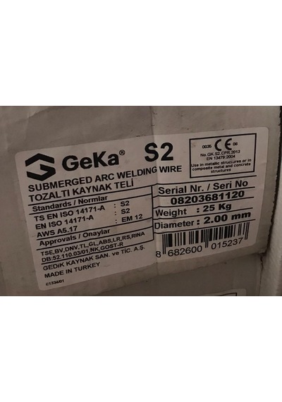 Geka Tozaltı Kaynak Teli 2 MM 25 KG.