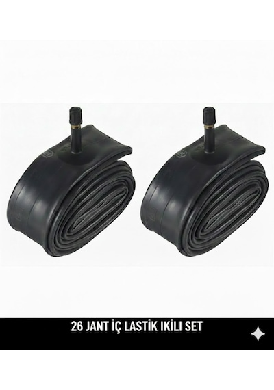 26 Jant İç Lastik 2'li Set - 26x1.75 / 2.125 Uyumlu - Oto Kalın Sibop 2 Adet Bisiklet İç Lastiği