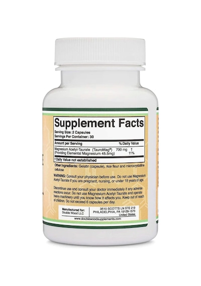 Double Wood Magnesium Acetyl-taurate 700mg 60 Capsul. Usa V...