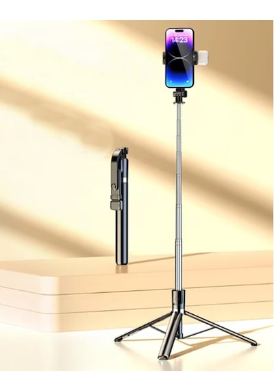 R1s-l 3in1 Bluetooth Kumandalı 170cm Tripod Işıklı Selfie Çubuğu