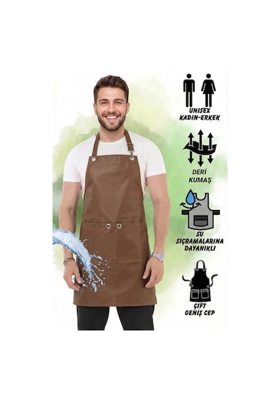 Hawk Era Önlük Şef Garson Restaurant Kafe Aşçı Mutfak Barista Kuaför Deri İş Önlüğü İki Cepli Siyah