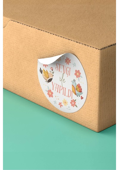Sevgi İle Yapıldı Kuşlu Sticker 3x3cm St2289 Çok Renkli