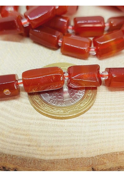 Akik Taşı 7x12mm Dizi 49920 Kırmızı - Kahverengi
