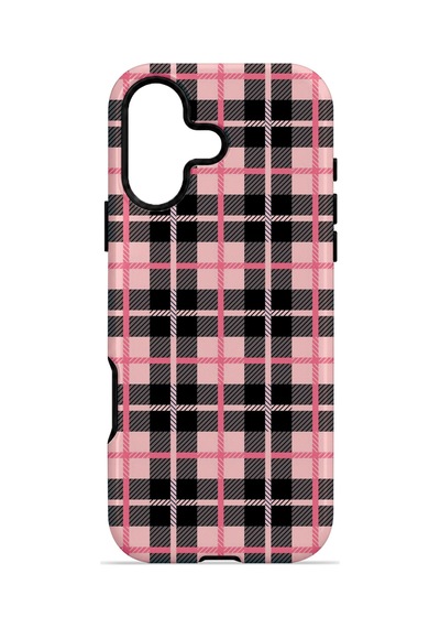 Velvoria Valestra Pembe Siyah Ekose Apple iPhone Uyumlu 16 Magsafe Koruma Kılıfı Valestra Magline - Pembe Siyah Ekose