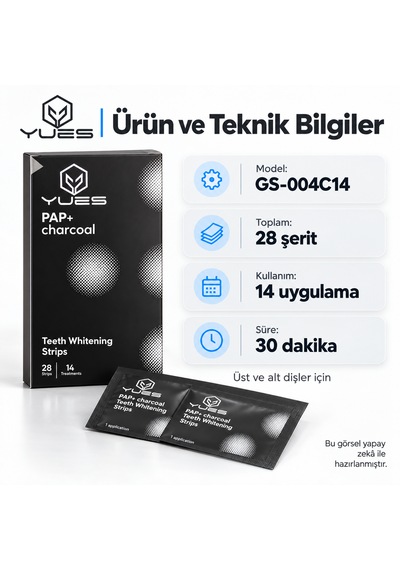 Yues Pap+ Kömürlü Diş Beyazlatma Bandı 28 Şerit 14 Uygulama