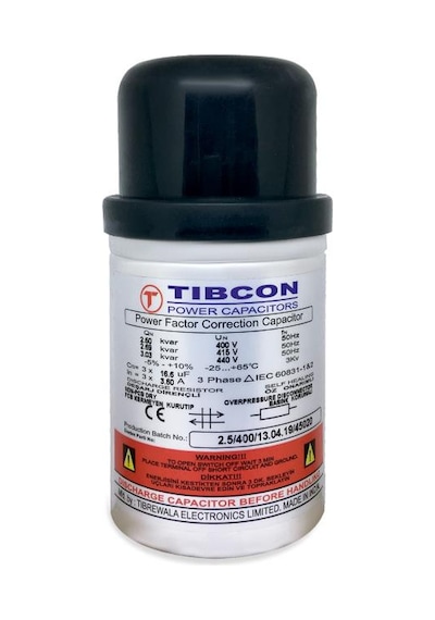 TİBCON 2,5Kvar 400V Trifaze Silindir Tip Kondansatör