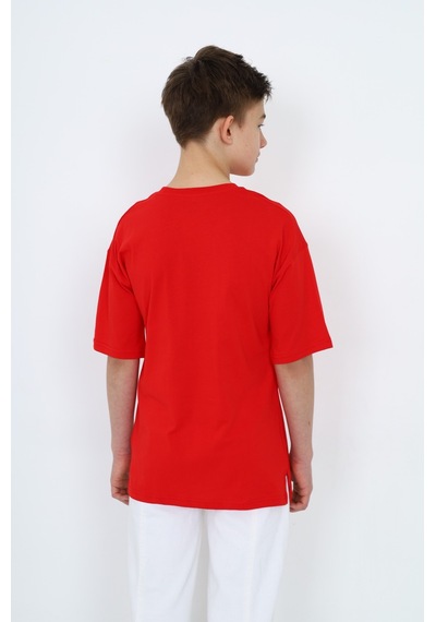Toontoy Kids Toontoy Erkek Çocuk Kaykay Baskılı Tişört Kırmızı