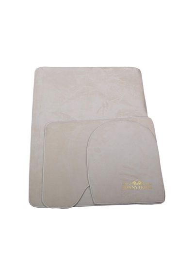 Bonny Home Unicolor Düz Krem 3lü Banyo Paspası Halısı Seti Kaymaz Krem