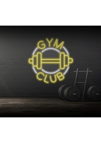 Gym Club Yazılı Ve Şekilli Neon Tabela Sarı