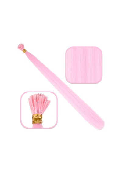 Fiber Sentetik Boncuk Kaynaklık Renkli Saç - Şeker Pembe - 100 Adet