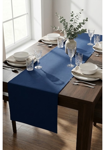 Dekoratif Bohem Runner - Yemek Masası Ve Salon Konsol Örtüsü 50x150 Cm Lacivert