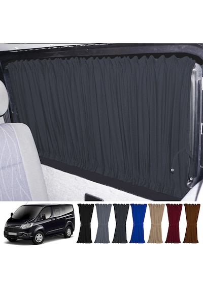 Pandami Ford Custom Kısa Şase 2012+ Uyumlu Füme Raylı Oto Perde Takımı