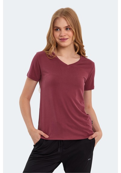 Slazenger Perıcas 5 Li Set Kadın Tişört Ekru - Siyah - Koyu Gri - Bord
