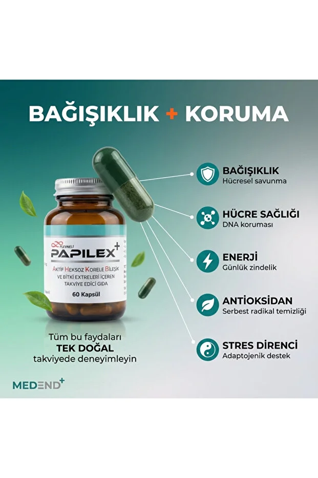 Papilex+ Ahcc Egcg Reishi Ve Bitki Ekstreleri İçeren Takviye Edici Gıda